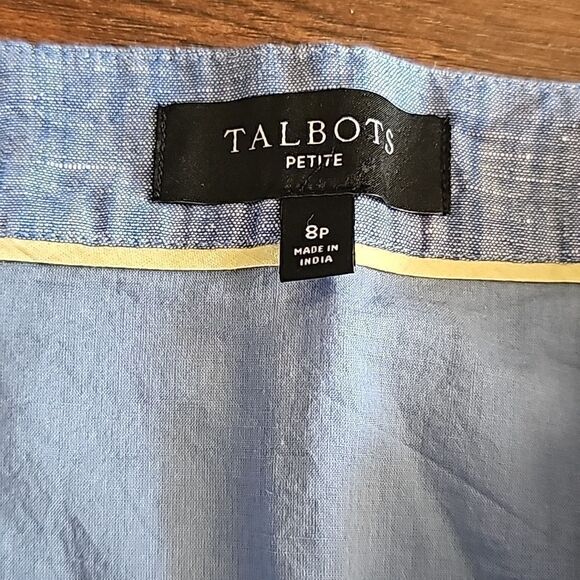 Talbots Embroidered Aline Skirt Linen Cotton Blend, Scalloped Hem Size 8P - Picture 4 of 5